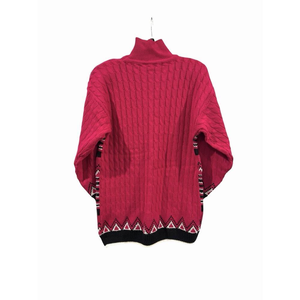 NWT Retro 80s Michael Carrie Aztec Pink Black Pullover Mock Neck Women’s S - Picture 2 of 11